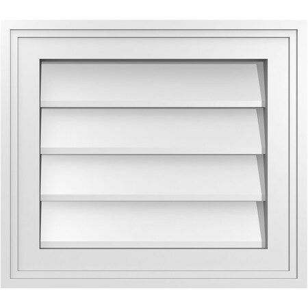 Ekena Millwork Vertical Surface Mount PVC Gable Vnt: Non-Functional, w/2"W x 1-1/2"H, Brickmould Frame, 16"W x 14"H GVPVE16X1402SN